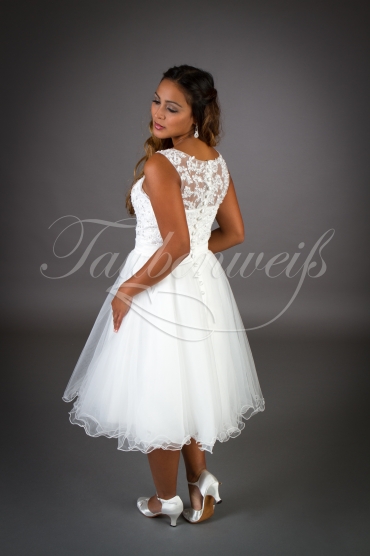 Wedding dress TW0028B - Wedding dress TW0028B short civil wedding lace beadings belt tulle 3