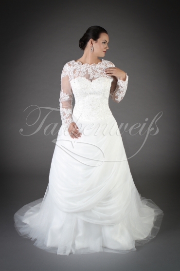 Wedding dress TW0037B - Wedding dress TW0037B tulle lace long sleeves zipper train