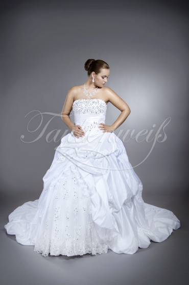 Wedding dress TW0047B - Wedding dress TW0047B princess taffeta silver edge beadings sparkling detachable train 1