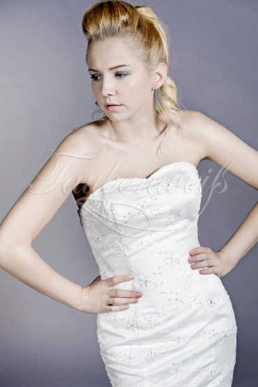 Wedding dress TW0070B - Wedding dress TW0070B mermaid strapless lace beadings modern sensual zipper buttons train 2