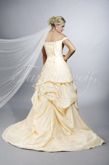 Wedding dress TW0116B - Wedding dress TW0116B taffeta tulle baroque drapings off-shoulder train 3