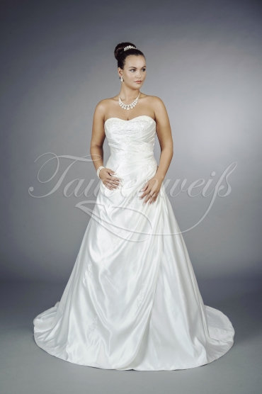 Wedding dress TW0126B - Wedding dress TW0126B strapless sweetheart satin embroidery beadings train 1