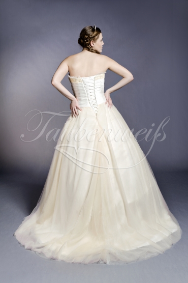 Wedding dress TW0147B - Wedding dress TW0147B ball gown tulle skirt satin lace appliques beadings champagne 3