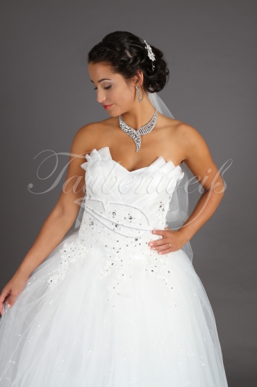 Wedding dress TW0175B - Wedding dress TW0175B strapless pleats tulle lace Rhine stones no train 2
