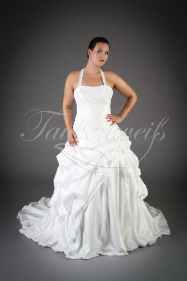 Wedding dress TW0197B - Wedding dress TW0197B A-Line taffeta ruffles pleats lace appliques neckholder train lace-up style Wedding dress TW0197B - Wedding dress TW0197B A-Line taffeta ruffles pleats lace appliques neckholder train lace-up style