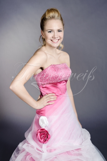 Wedding dress TW0205B - Wedding dress TW0205B pink and white extravagant strapless long train 2