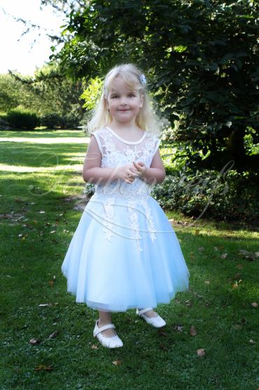 Flower girl dress TW0001BM - Flower girl dress blue ivory tulle lace Taubenweiss