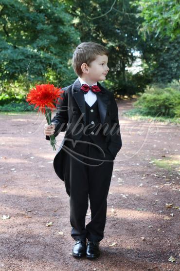 Tailcoat for page boys TW0002BJ - Tailcoat page boys elegant black red jacket pant vest bow tie
