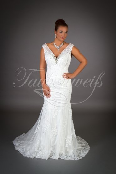 Wedding dress TW0004B - Wedding dress TW0004B mermaid lace beadings dot tulle v-neck glamorous