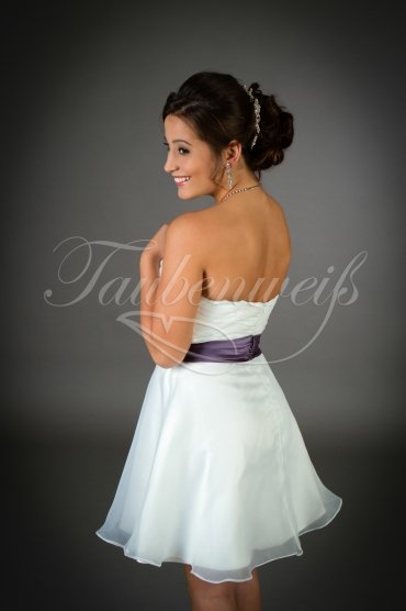 Wedding dress TW0014B - Wedding dress TW0014B short organza sweetheart neckline purple belt civil wedding 3