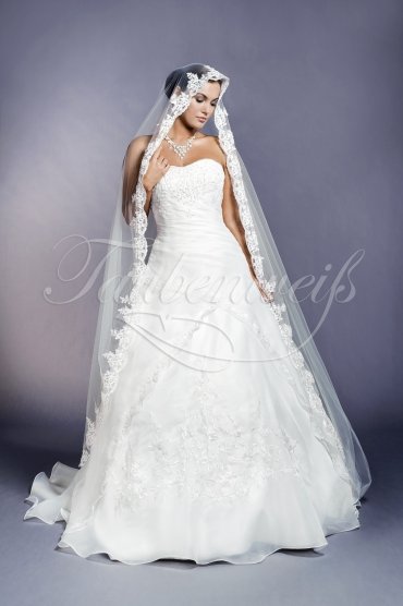 Wedding dress TW0021B - Wedding dress TW0021B organza embroidery beadings strapless train lace-up back 1