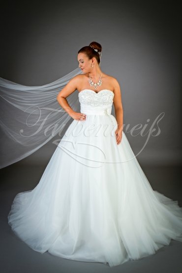 Wedding dress TW0023B - Wedding dress TW0023B organza pricess full tulle skirt beadings train 1