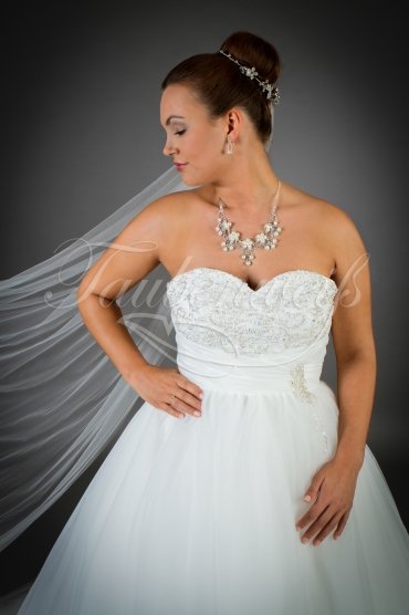 Wedding dress TW0023B - Wedding dress TW0023B organza pricess full tulle skirt beadings train 2