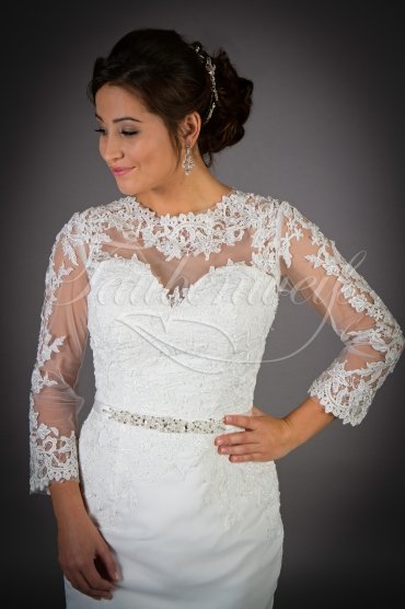 Wedding dress TW0024B - Wedding dress TW0024B mermaid chiffon lace long sleeves detachable train 2