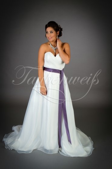 Wedding dress TW0025B - Wedding dress TW0025B organza A-line sweetheart neckline purple belt train