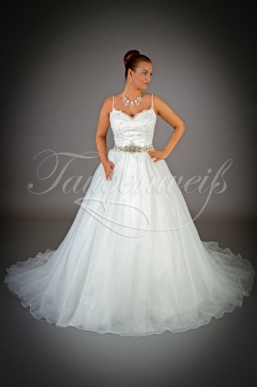 Wedding dress TW0026B - Wedding dress TW0026B glitter tulle organza princess crystal band train spaghetti straps