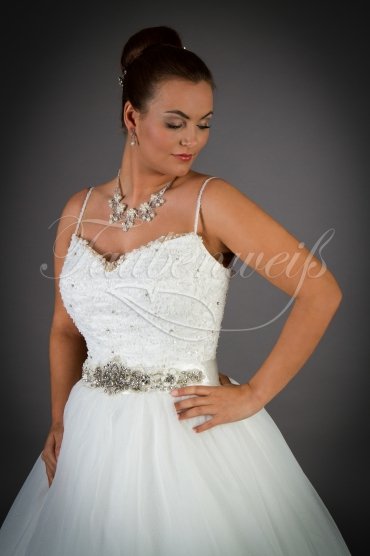 Wedding dress TW0026B - Wedding dress TW0026B glitter tulle organza princess crystal band train spaghetti straps 2