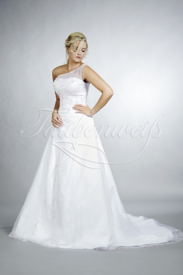 Wedding dress TW0030B - Wedding dress TW0030B tulle pink beadings A-line train one holder 1