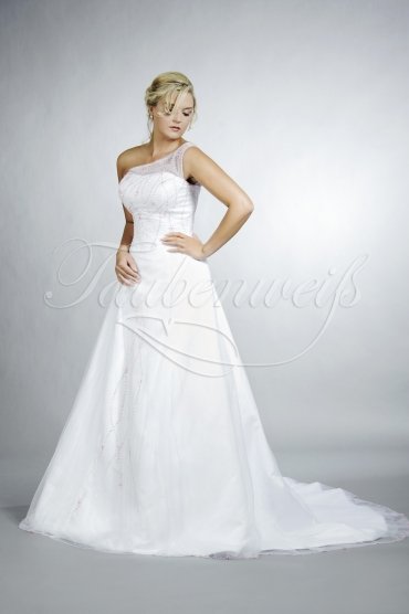 Wedding dress TW0030B - Wedding dress TW0030B tulle pink beadings A-line train one holder