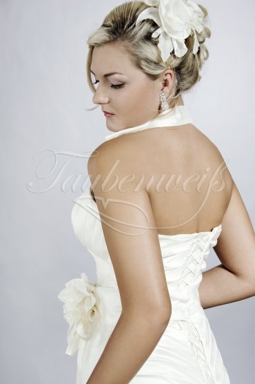 Wedding dress TW0032B - Wedding dress TW0032B mermaid taffeta ruffles pleats flowers standing collar 2