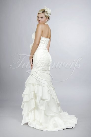 Wedding dress TW0032B - Wedding dress TW0032B mermaid taffeta ruffles pleats flowers standing collar 3