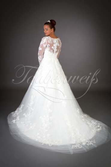 Wedding dress TW0033B - Wedding dress TW0033B tulle lace 3D flowers beadings long sleeves 3