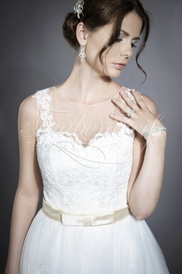 Wedding dress TW0035B - Wedding dress TW0035B tulle lace tattoo effect train wide straps 2