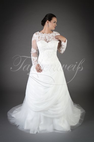 Wedding dress TW0037B - Wedding dress TW0037B tulle lace long sleeves zipper train