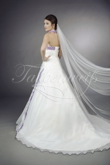 Wedding dress TW0040B - Wedding dress TW0040B A-line purple lace beadings organza pleats train lace-up back 3