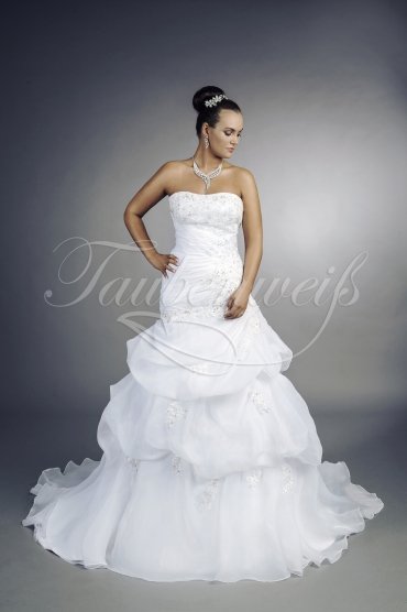 Wedding dress TW0041B - Wedding dress TW0041B A-line organza cascade look lace beadings ruffles 1