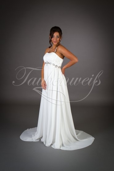 Wedding dress TW0062B - Wedding dress TW0062B empire pregnant neckholder chiffon train silver beadings