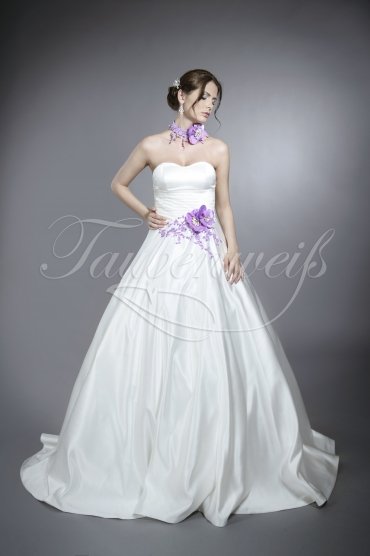 Wedding dress TW0065B - Wedding dress TW0065B strapless purple flowers lace satin train