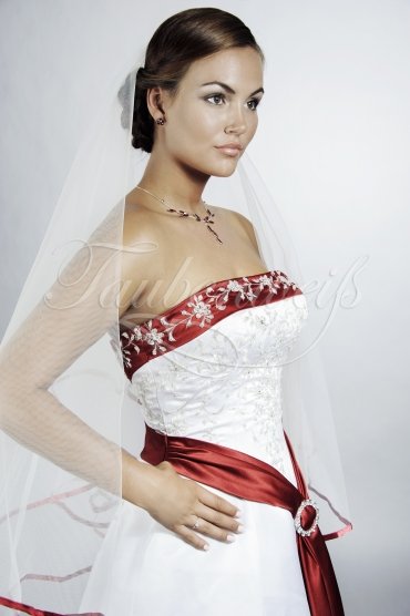 Wedding dress TW0069B - Wedding dress TW0069B red satin silver embroidery A-line sensual long train 2