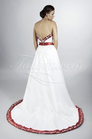Wedding dress TW0069B - Wedding dress TW0069B red satin silver embroidery A-line sensual long train 3