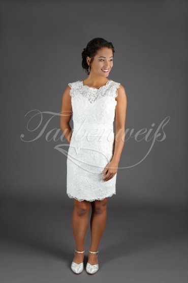 Wedding dress TW0074B - Wedding dress TW0074B short lace waist band civil wedding etui round neckline