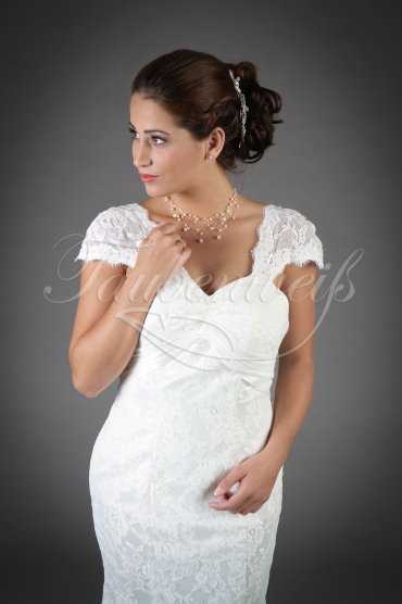 Wedding dress TW0081B - Wedding dress TW0081B mermaid lace vintage cap holders train 2