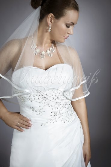 Wedding dress TW0086B - Wedding dress TW0086B modest embroidery silver beadings grey lace-up short train 2