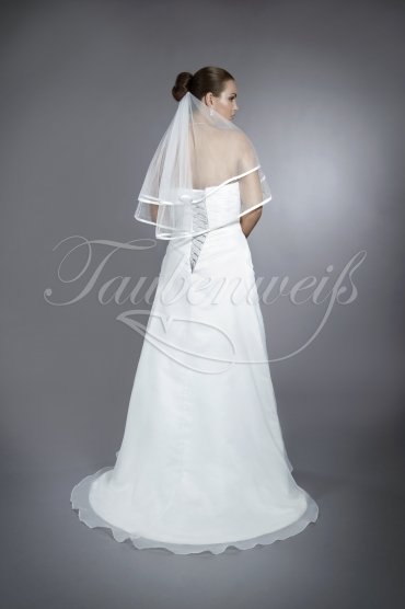 Wedding dress TW0086B - Wedding dress TW0086B modest embroidery silver beadings grey lace-up short train 3