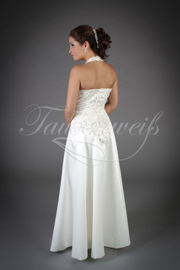Wedding dress TW0098B - Wedding dress TW0098B modest A-Line satin embroidery neckholder no train zipper buttons 3