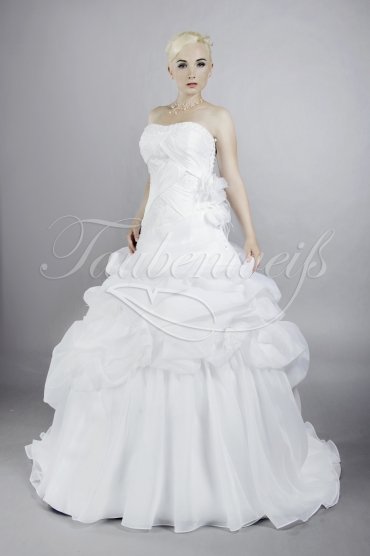 Wedding dress TW0111B - Wedding dress TW0111B A-line princess ruffles pleats lace organza train 1