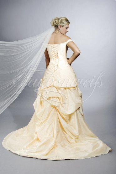 Wedding dress TW0116B - Wedding dress TW0116B taffeta tulle baroque drapings off-shoulder train 3