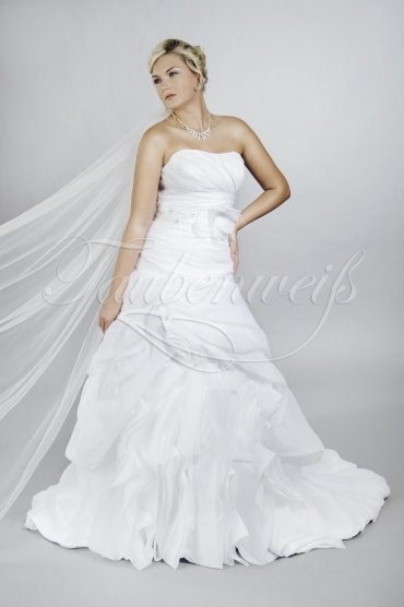 Wedding dress TW0119B - Wedding dress TW0119B fashionable A-line pleated skirt strapless buttons train 1