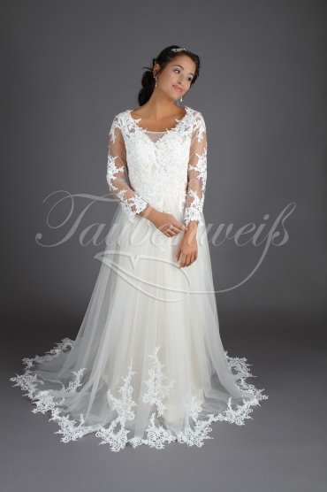 Wedding dress TW0122B - Wedding dress TW0122B charming vintage 3/4 sleeves lace tattoo back train
