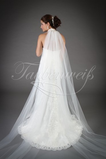 Wedding dress TW0130B - Wedding dress TW0130B mermaid style tulle lace beadings train neck veil 3