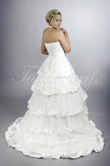 Wedding dress TW0138B - Wedding dress TW0138B A-line organza cascading layers neckholder pleats train 3