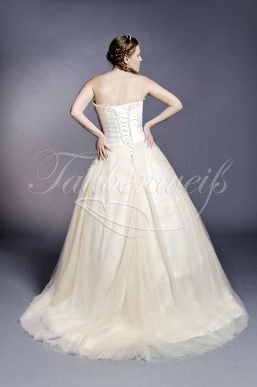 Wedding dress TW0147B - Wedding dress TW0147B ball gown tulle skirt satin lace appliques beadings champagne 3