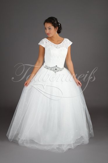 Wedding dress TW0151B - Wedding dress TW0151B princess lace cap sleeves glitter sequins no train 1