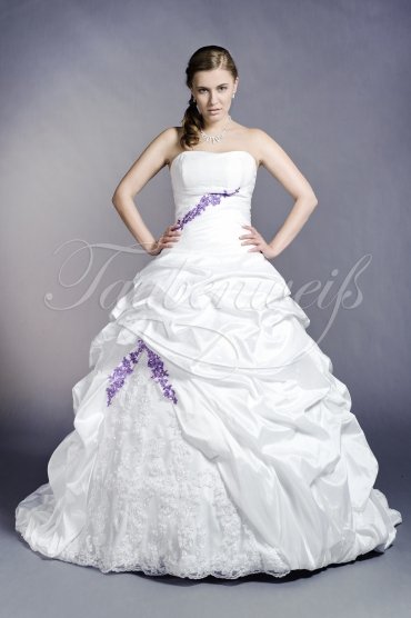 Wedding dress TW0153B - Wedding dress TW0153B A-line taffeta purple lace beadings bicolor train