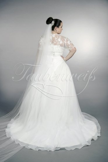 Wedding dress TW0167B - Wedding dress TW0167B A-line plus size XXL organza lace beadings sweetheart with bolero train 3