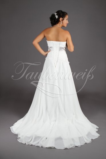 Wedding dress TW0178B - Wedding dress TW0178B modest chiffon silvergrey satin band lace appliques beadings train 3